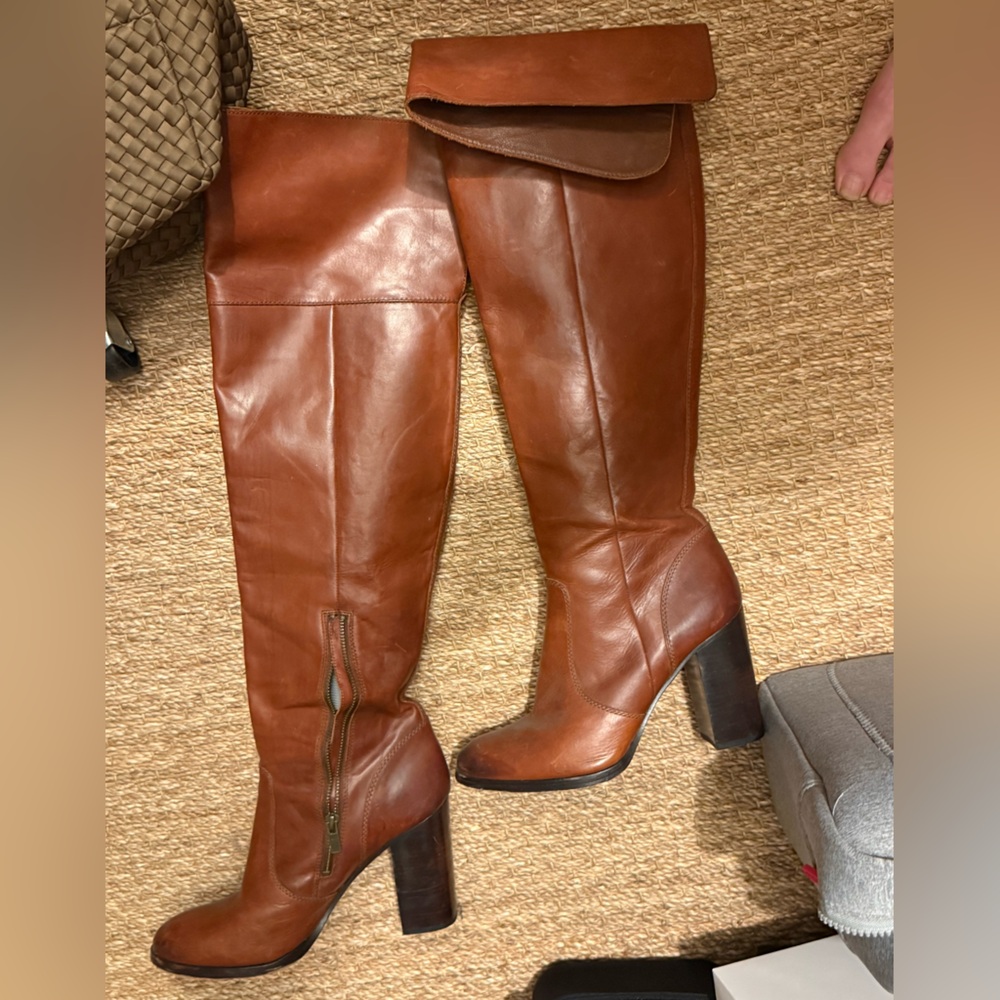 Frye Cognac Leather Over the Knee Boots